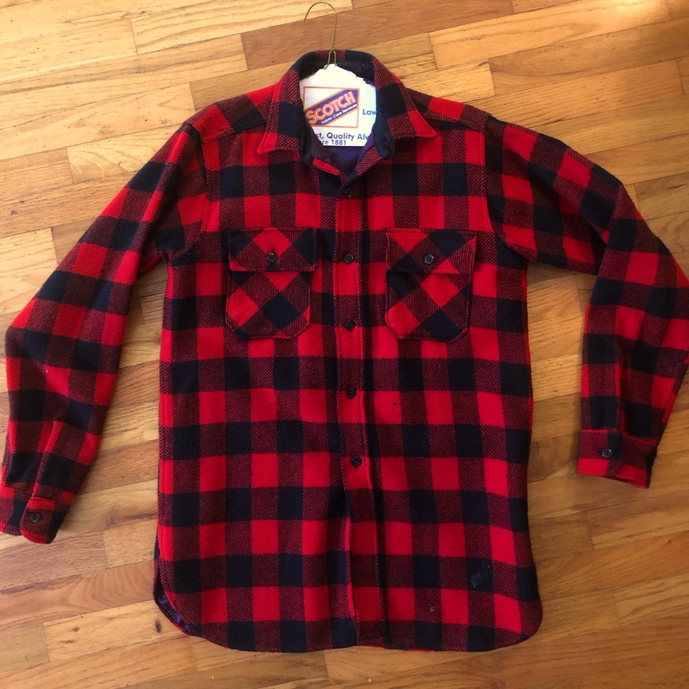 Men’s Vintage Pendleton Style Buffalo Plaid Shirt Jacket